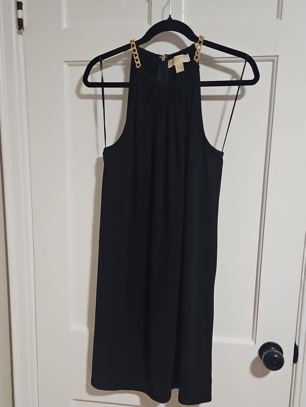 Black Chain-Detail Halter Dress
